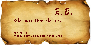 Rémai Boglárka névjegykártya